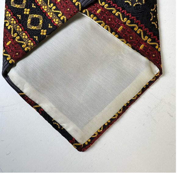 Vintage 70s Wide Oscar Chaum Imported Mod Patterned Repp Tie Polyester 4.4" Wide - Picture 7 of 8